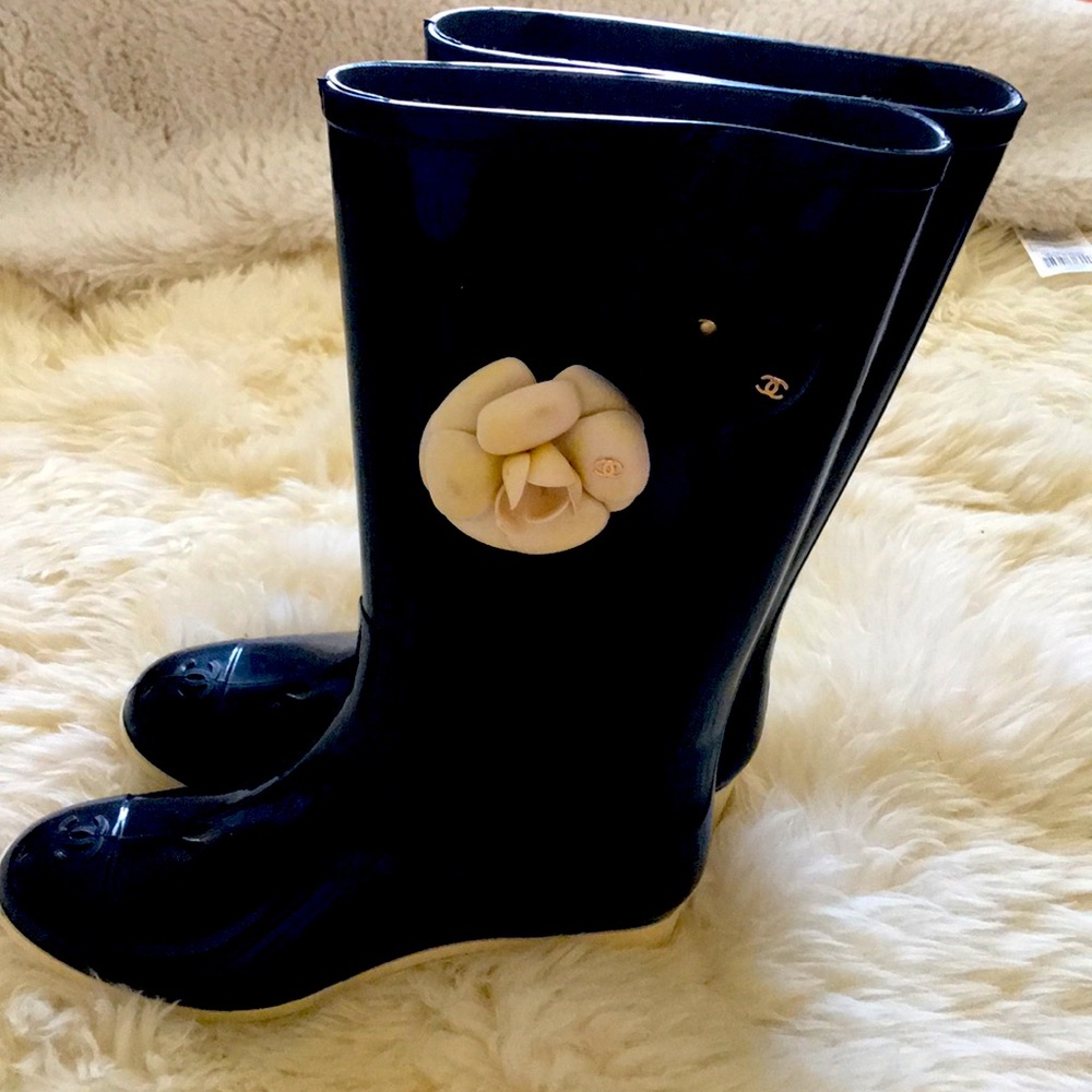 Chanel Camellia Authentic Rain Boots